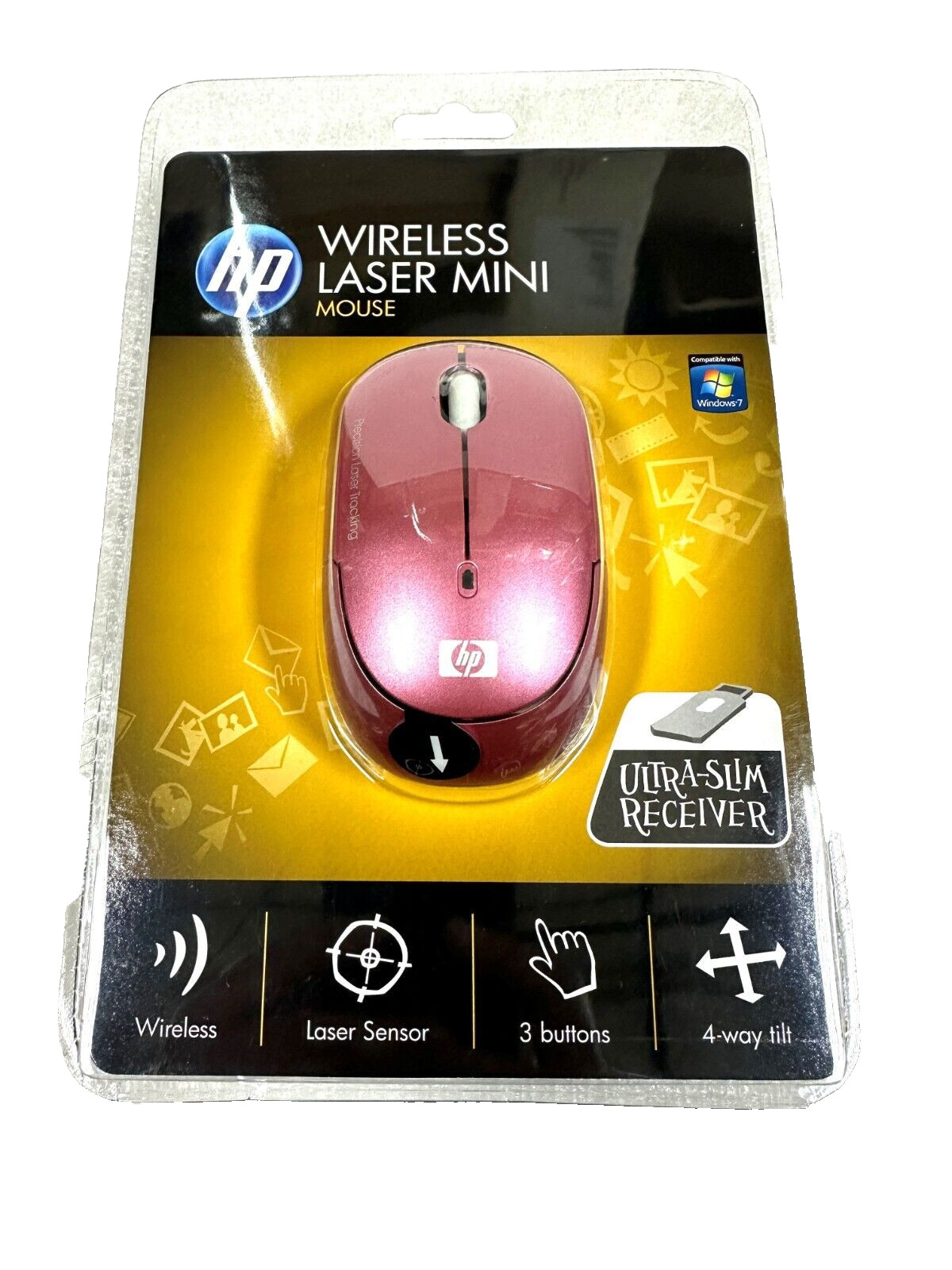 HP Precision Laser Wireless Tracking Mini Mouse Pink Microsoft KJ453AA, KJ453AA#