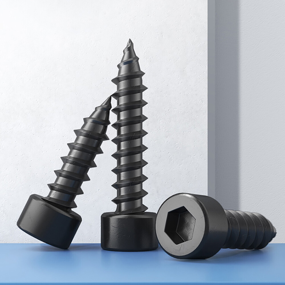 M4 M5 M6 Allen Hex Hexagon Socket Cap Head Self Tapping Wood Screw Black 8.8