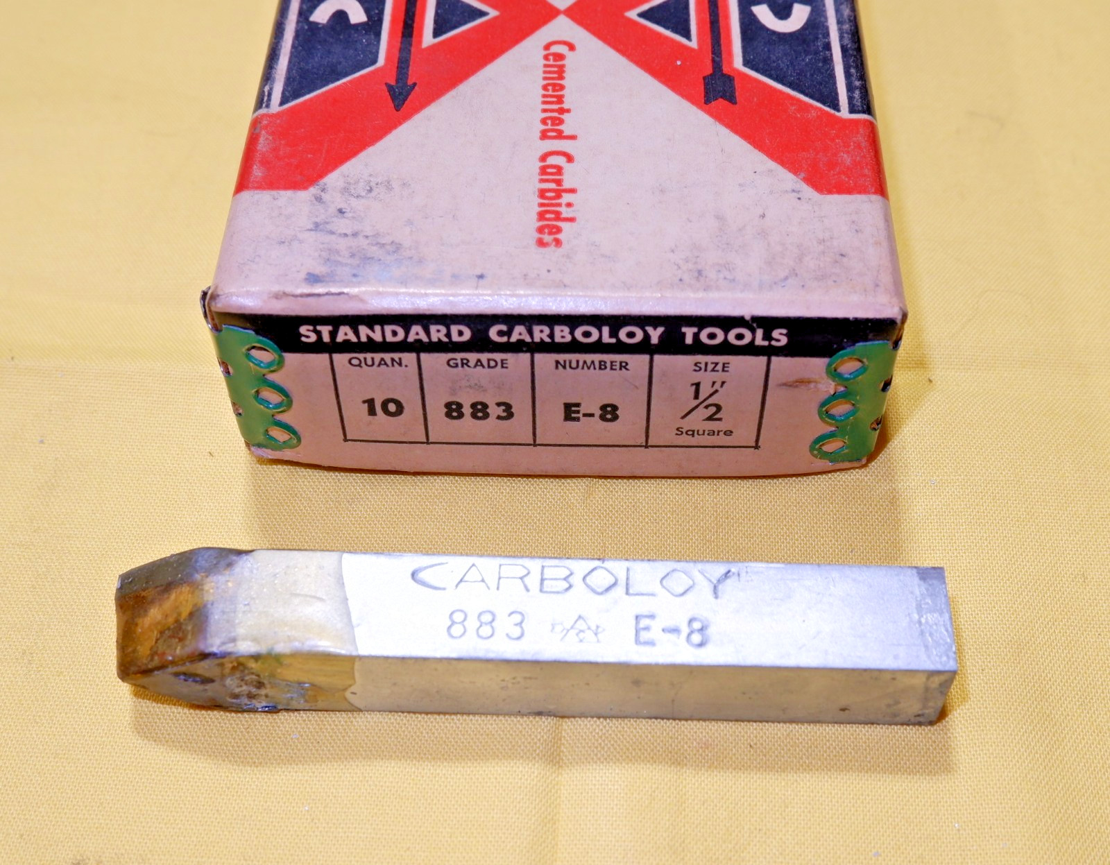 Carbide Tool Bit, 1/2 sq, E8, Grade 883 - Carboloy - Box of 10 - FreeShip