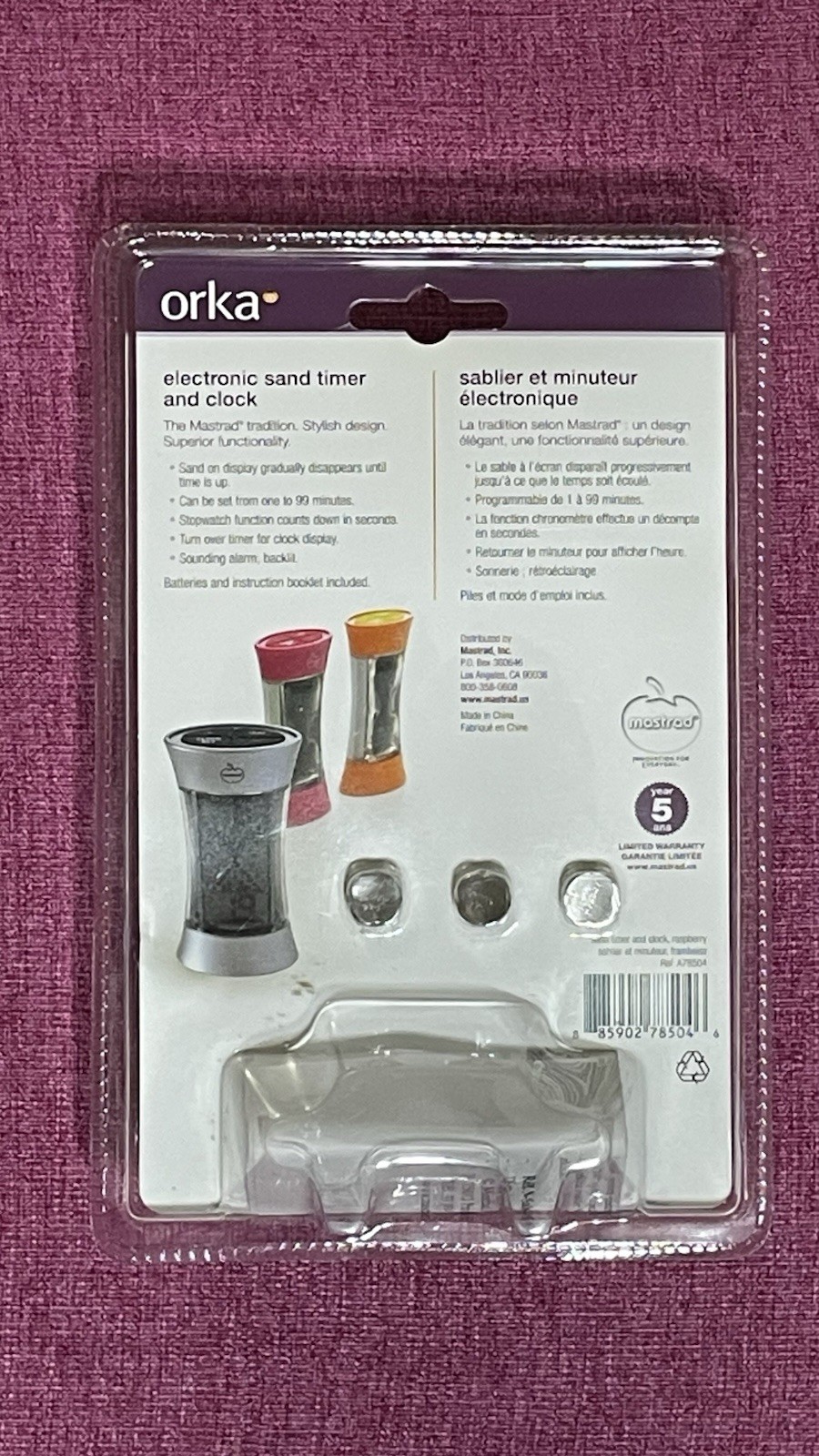 NEW PINK Orka Electronic Digital Kitchen Sand Timer & Clock Turn Over Countdown