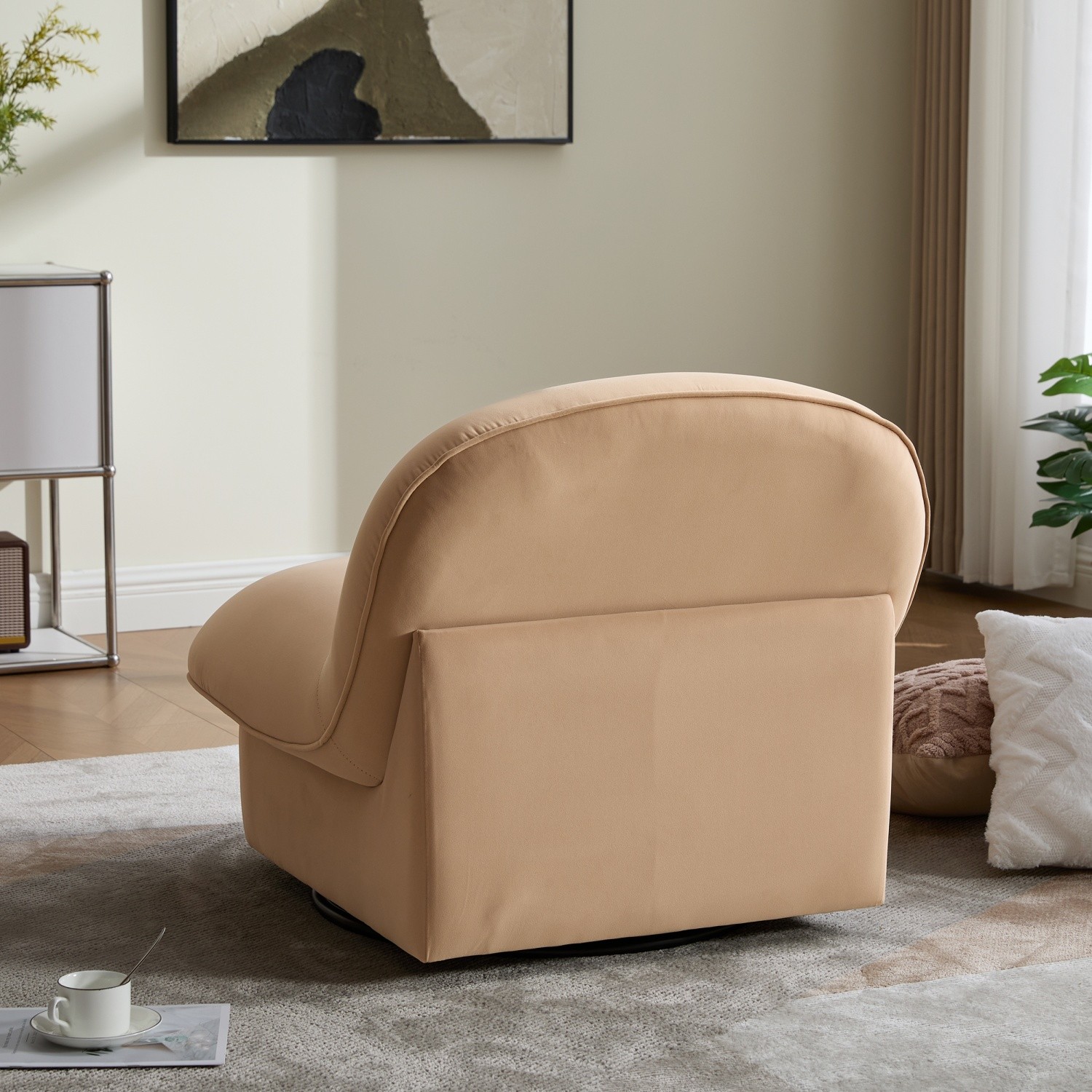 Velvet 360° Swivel Accent Chair Modern Armless Lounge Chair for Living Room