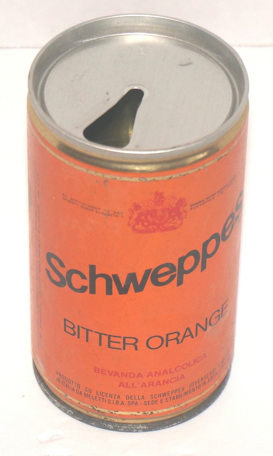 Vintage Schweppes Bitter Orange Italy 4.5" High Can Without Tab