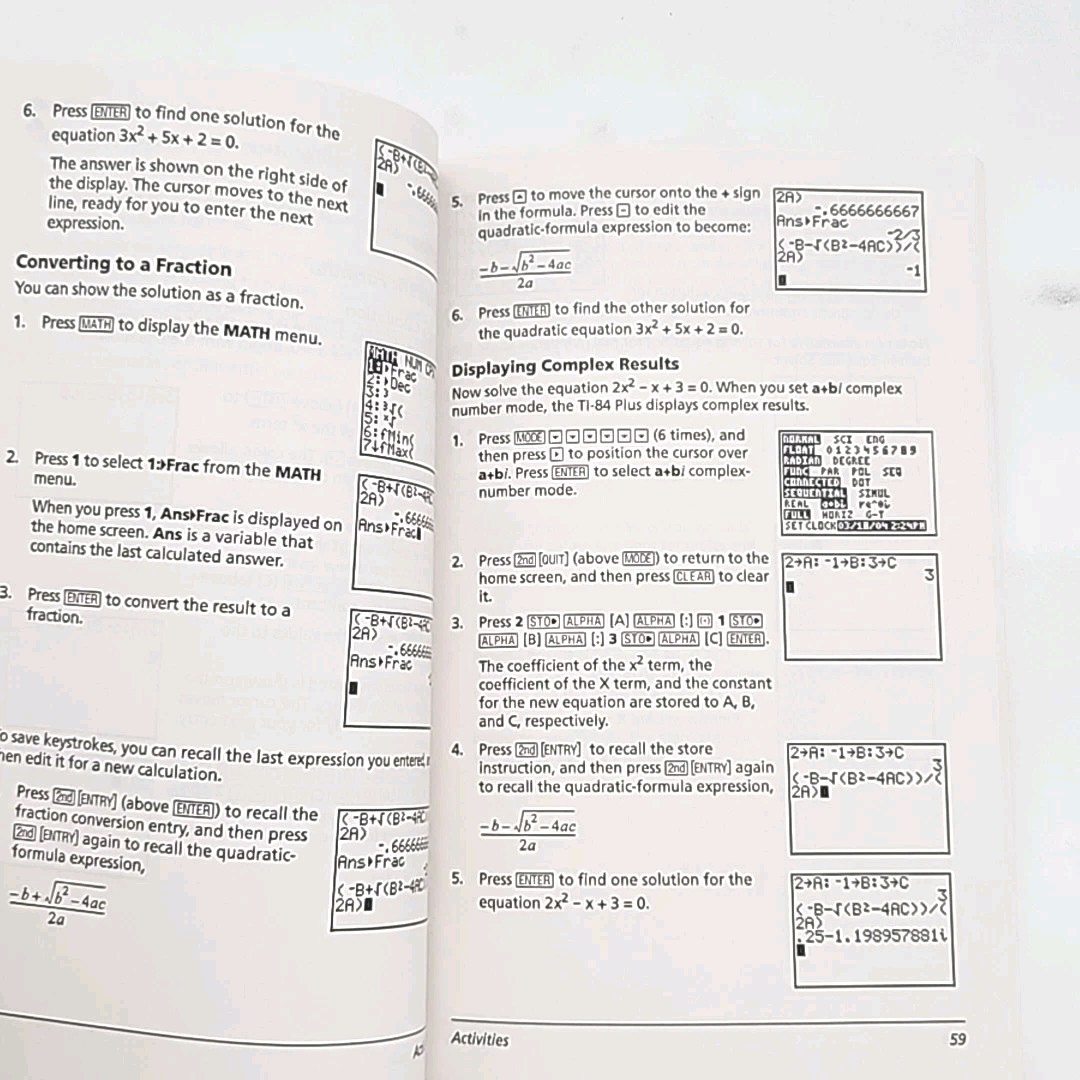Texas Instruments Instruction Manual For TI-84 Plus & Silver Ed MANUAL ONLY