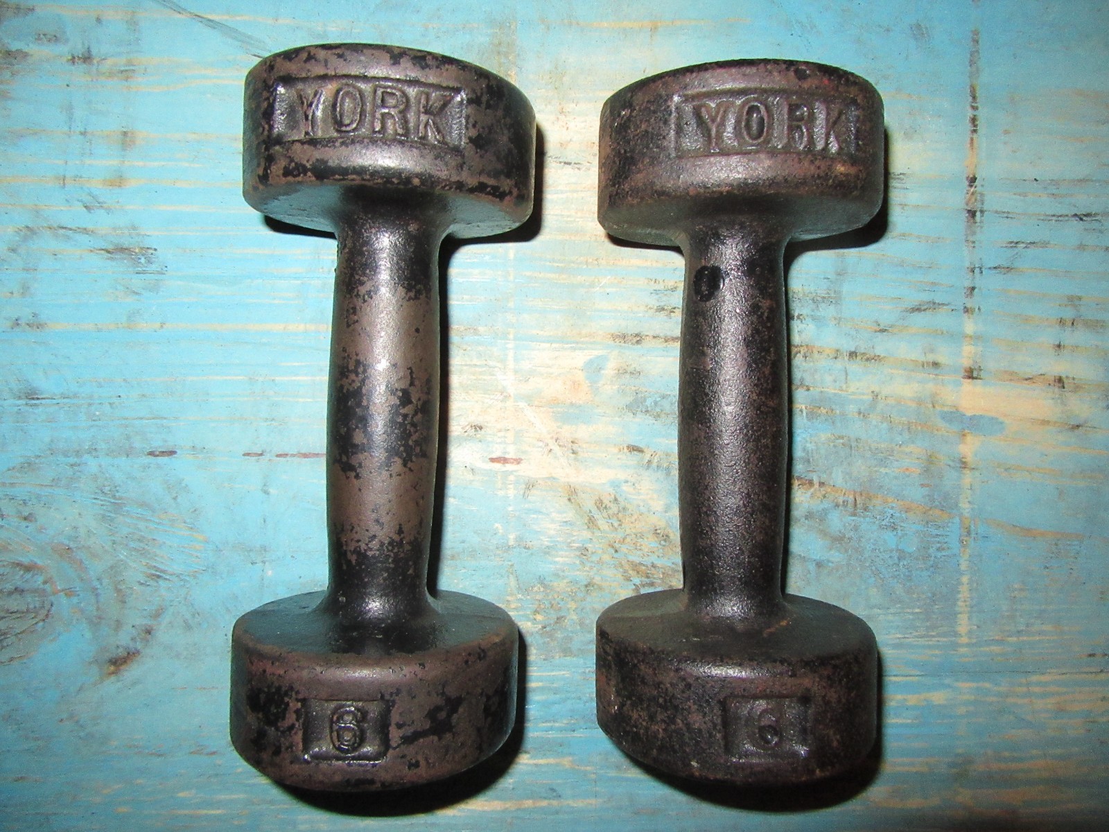 Vintage YORK 6 Pound Roundhead 1st Gen Dumbbell Set