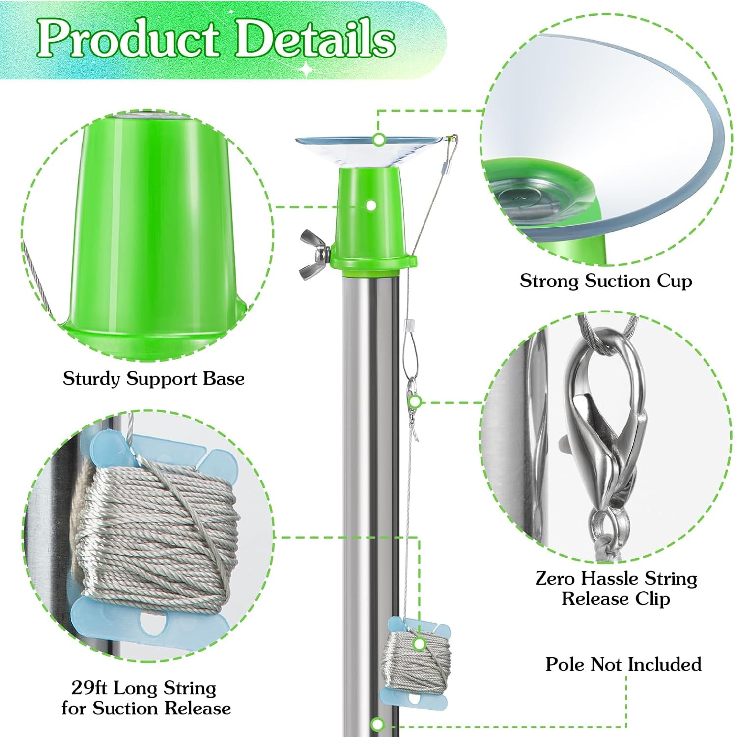 Suction Cup Light Bulb Changer Kit without Pole, High Reach Light Bulb Removal T