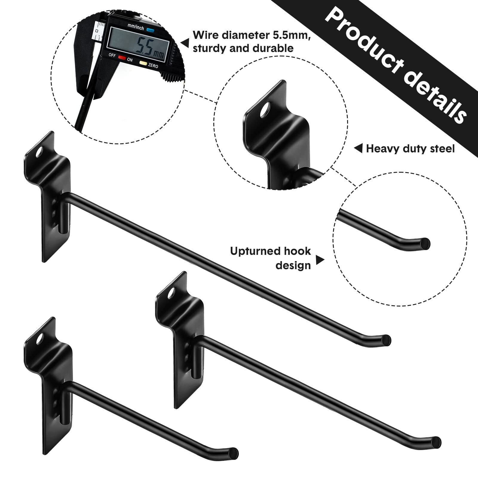 Slatwall Hooks Set - 24 Heavy-Duty Hanging Hooks & Brackets for Display Panels