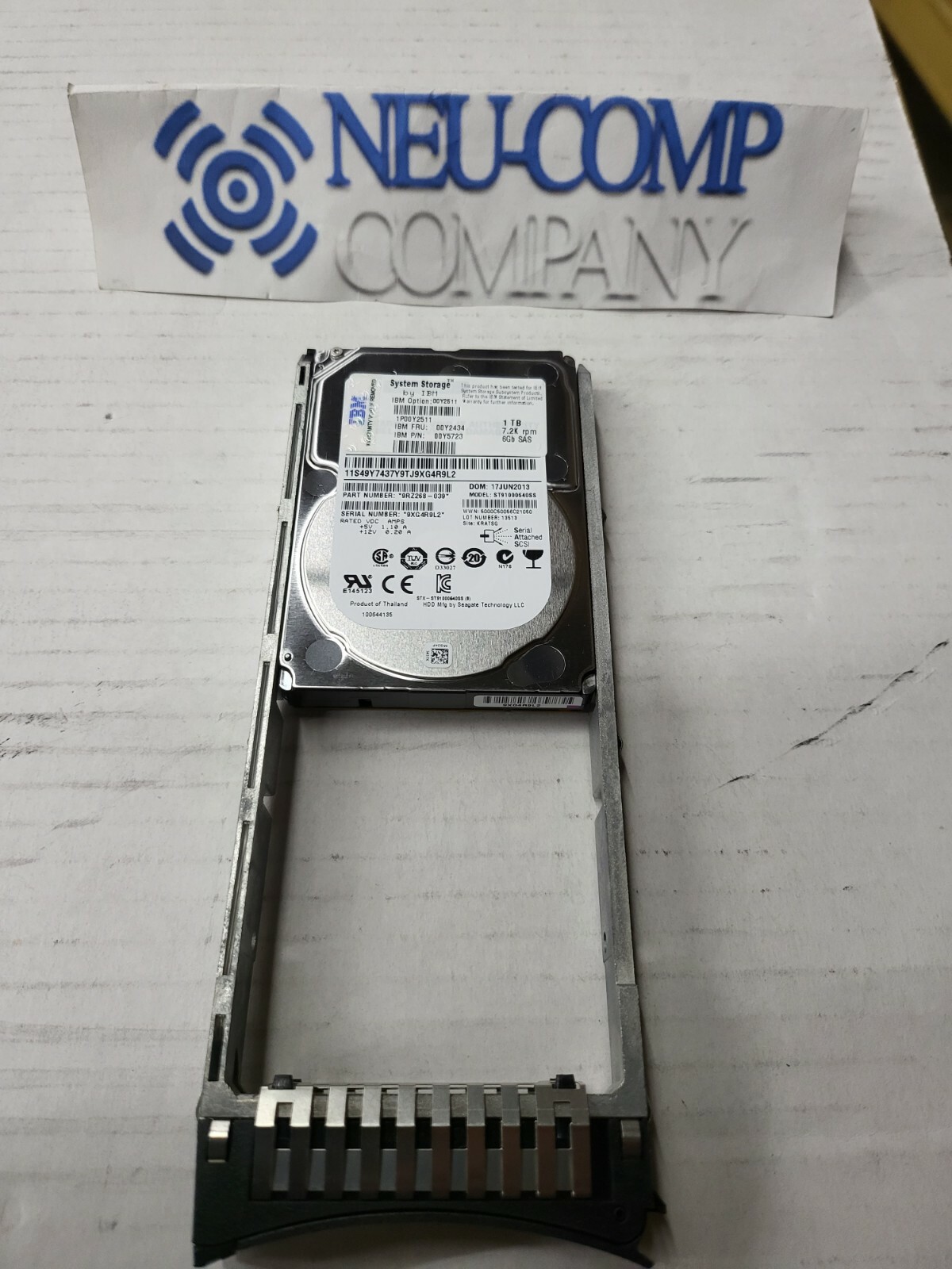 IBM 2072-ACLT V3700 Storwize 1TB 7.2K RPM 6Gb 2.5" SAS HDD 00Y2434 00Y5723