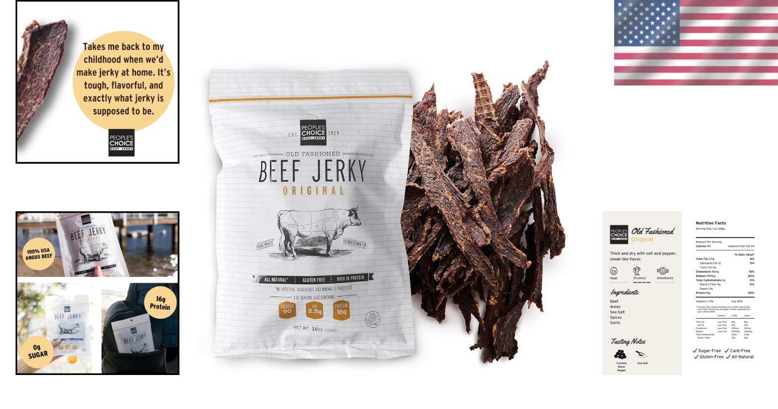 Old Fashioned Handcrafted Beef Jerky - Dry Texture, Keto Friendly, 16oz