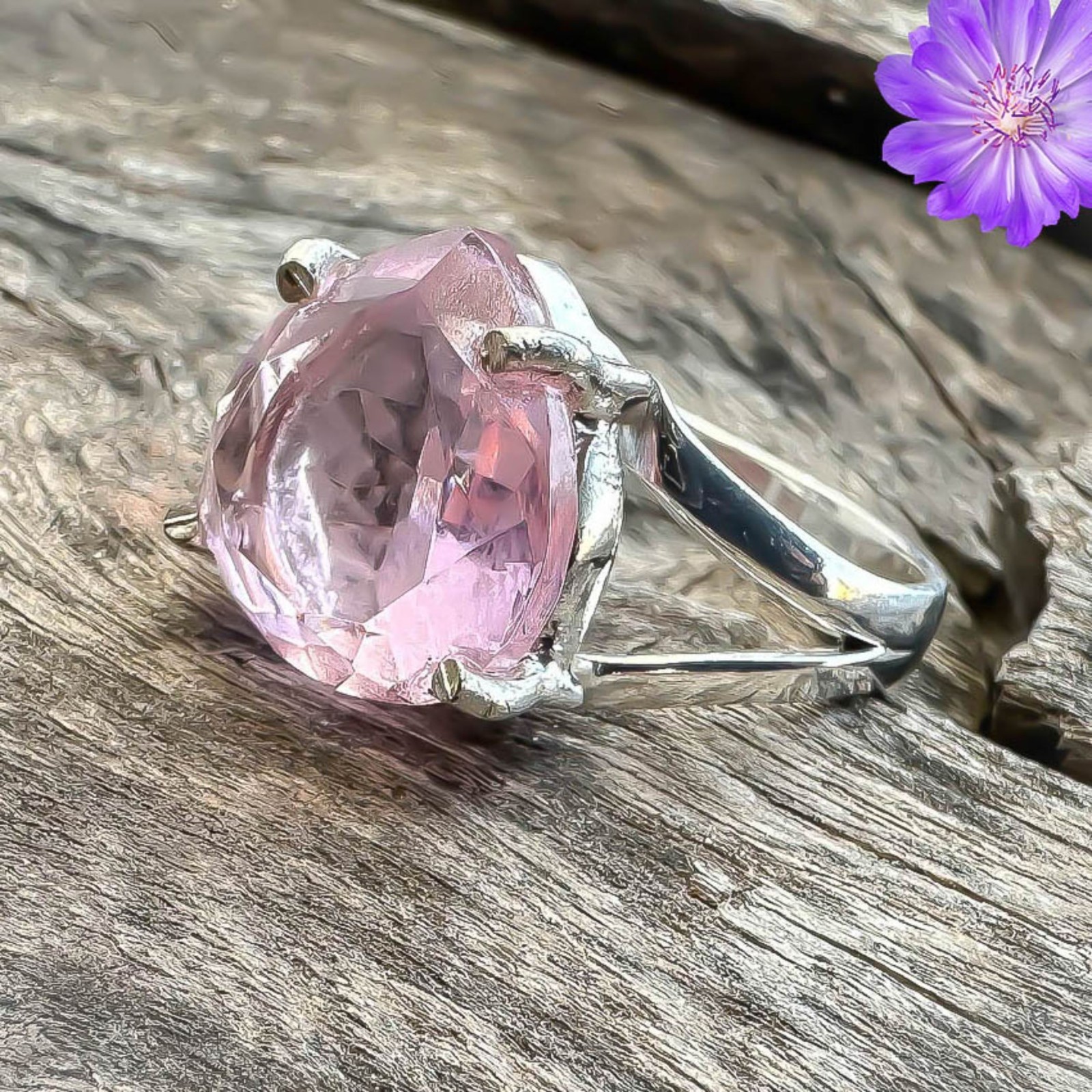 Pink Kunzite Gemstone 925 Sterling Silver Handmade Gift Jewelry Ring Gift For