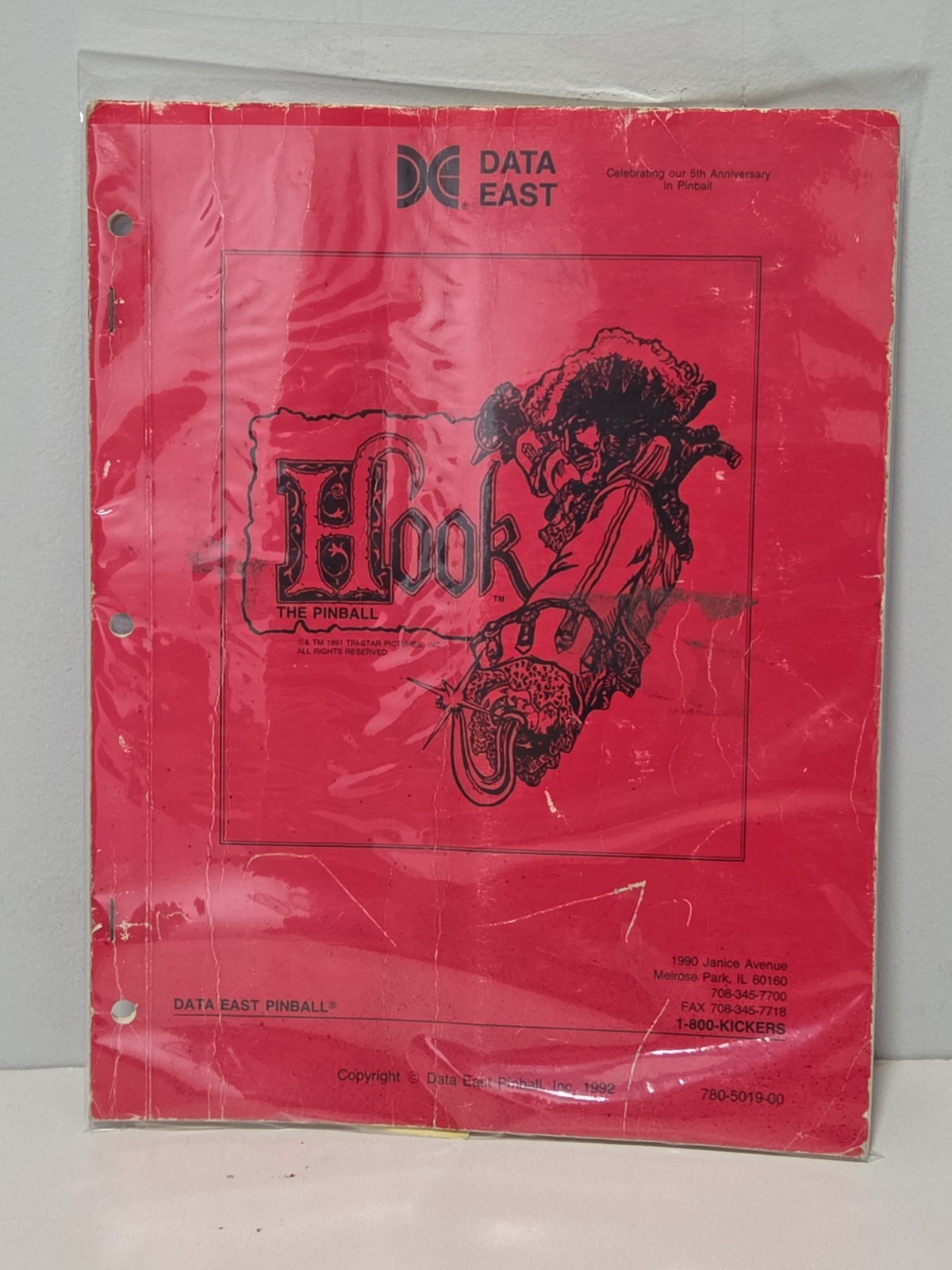 HOOK The Pinball 5th Anniversary 1992 Data East Pinball Inc Manual
