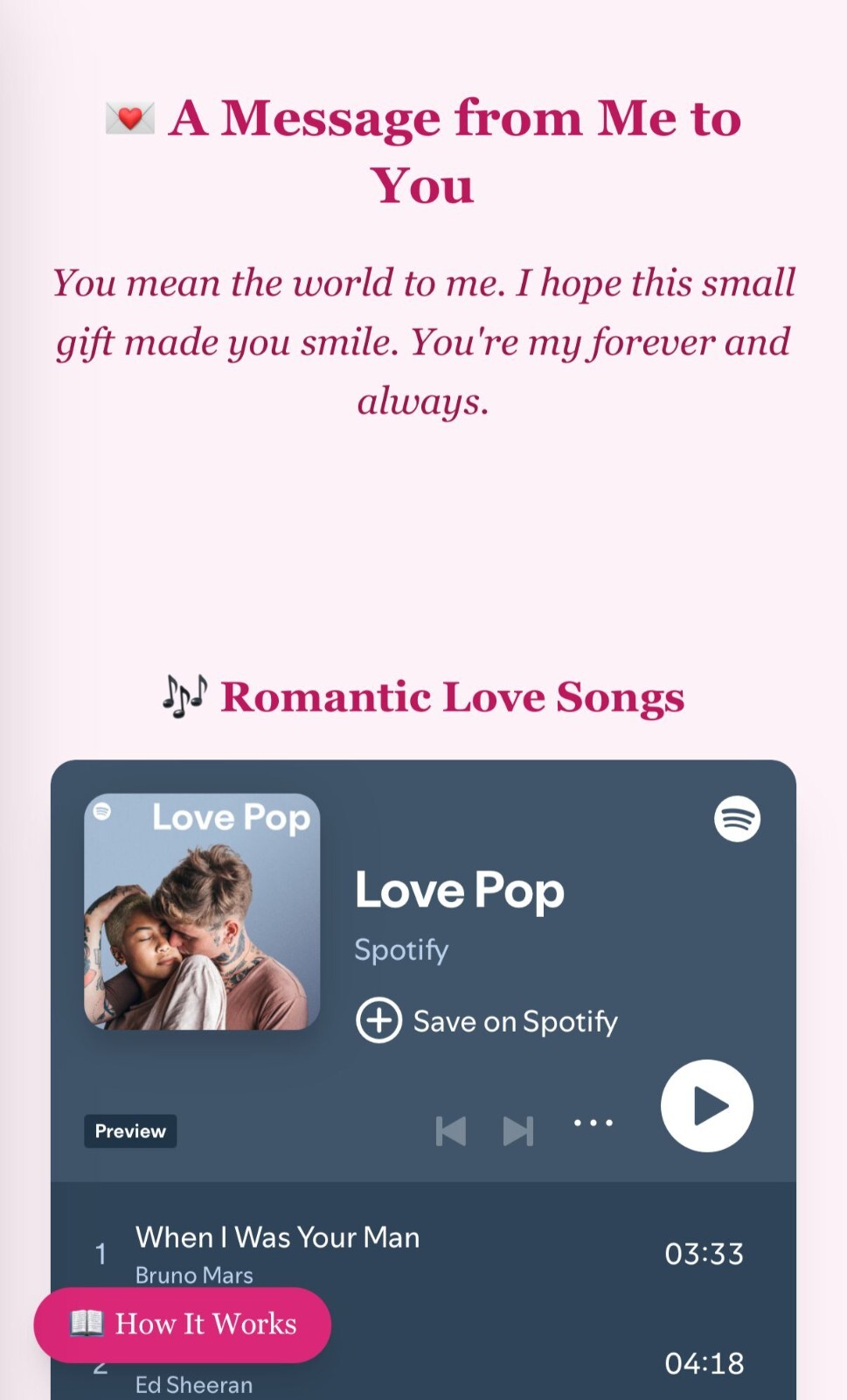 Romantic Personalized Digital Gift Page – Unique Surprise for Your Partner