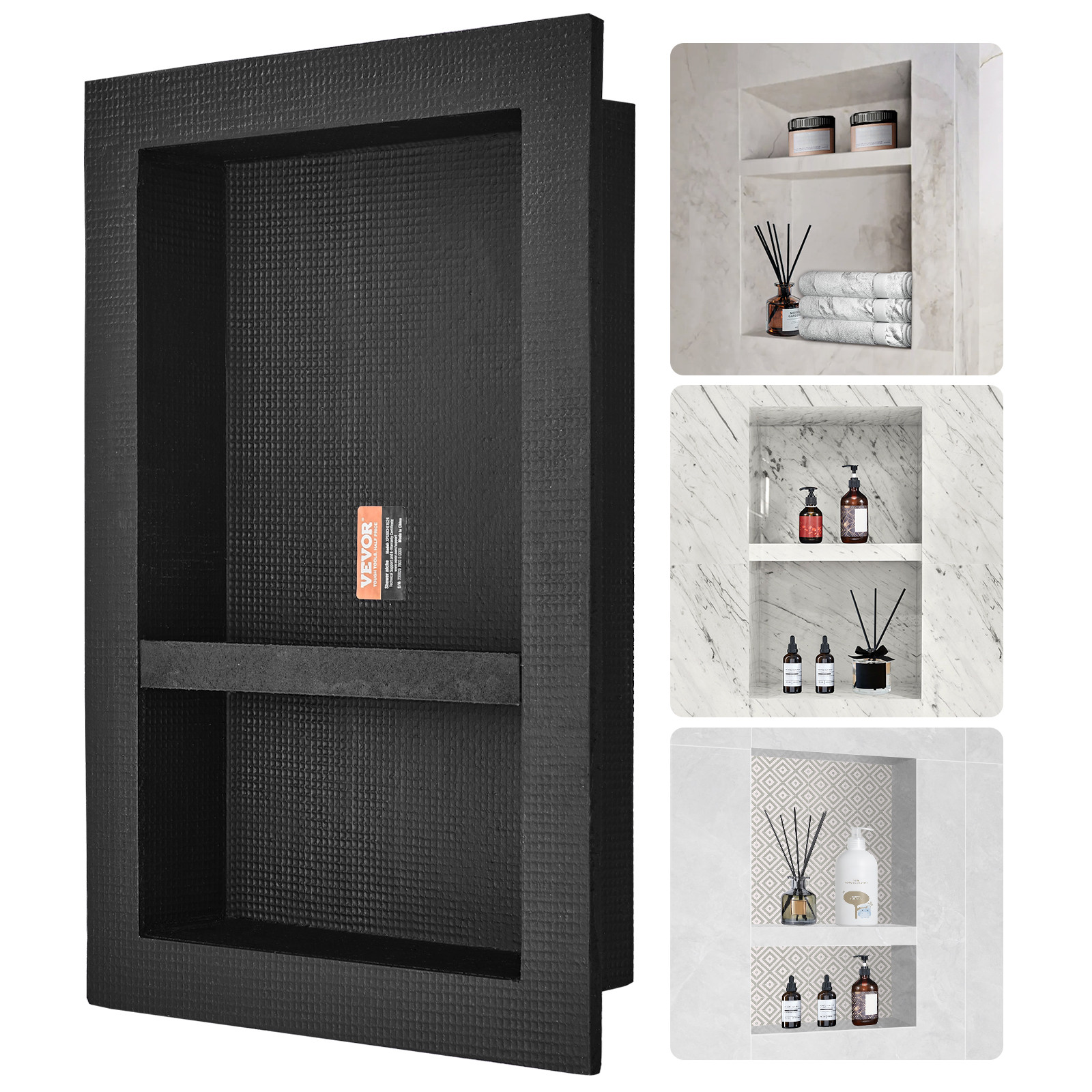VEVOR Shower Niche 16x24x4" Double Shelf Wall-inserted for Shower Bathroom