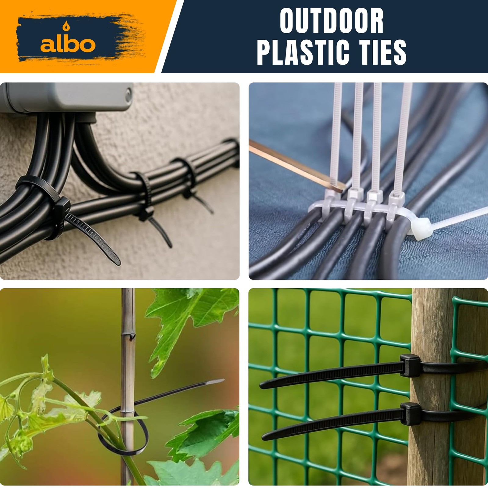 ALBO Black Zip Ties Assorted Sizes 800 800 Pack,