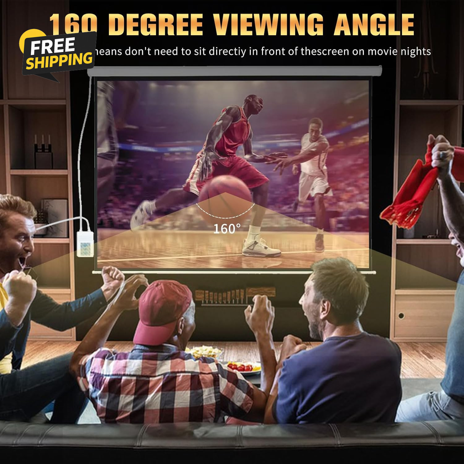 72 Inch Electric Projector Screen with Remote, Automatic Air Indoor Drop Down