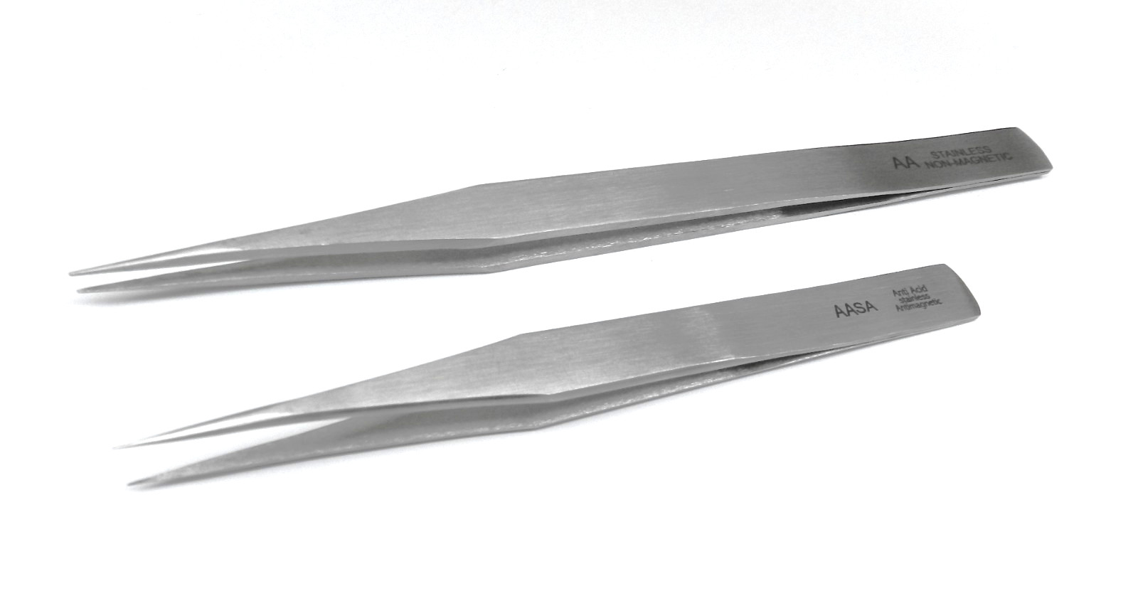 Tweezers AA Stainless Steel ANTI-MAGNETIC -SET of 2 Quality Fine Tip Tweezers A1