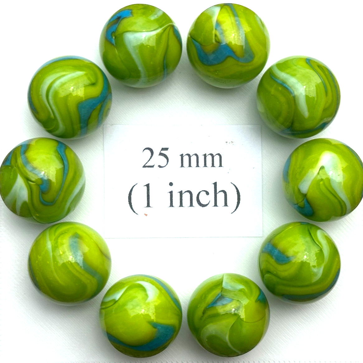MERMAID Troll Green/Blue Glass Marbles 25mm (1 inch) SHOOTER Taw Lot
