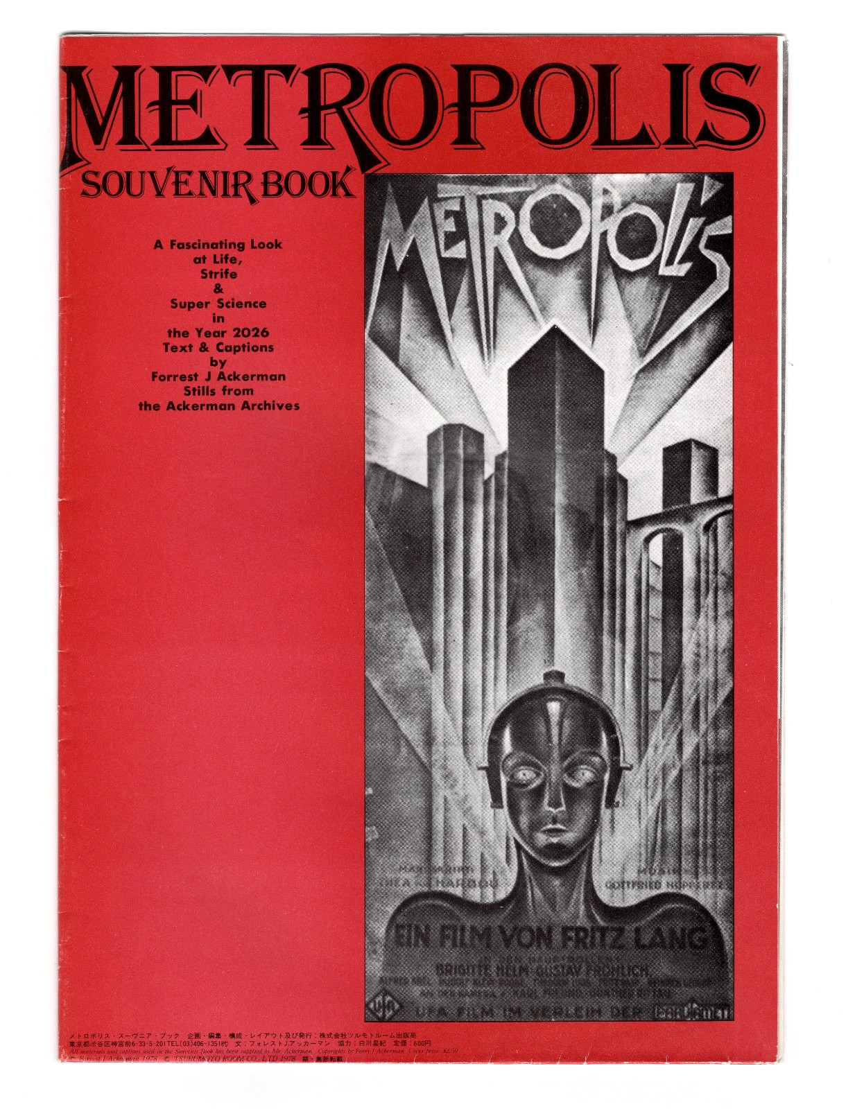 SALE: METROPOLIS (1927) SOUVENIR BOOK F J ACKERMAN 1978 NM F LANG SCI-FI MOVIE