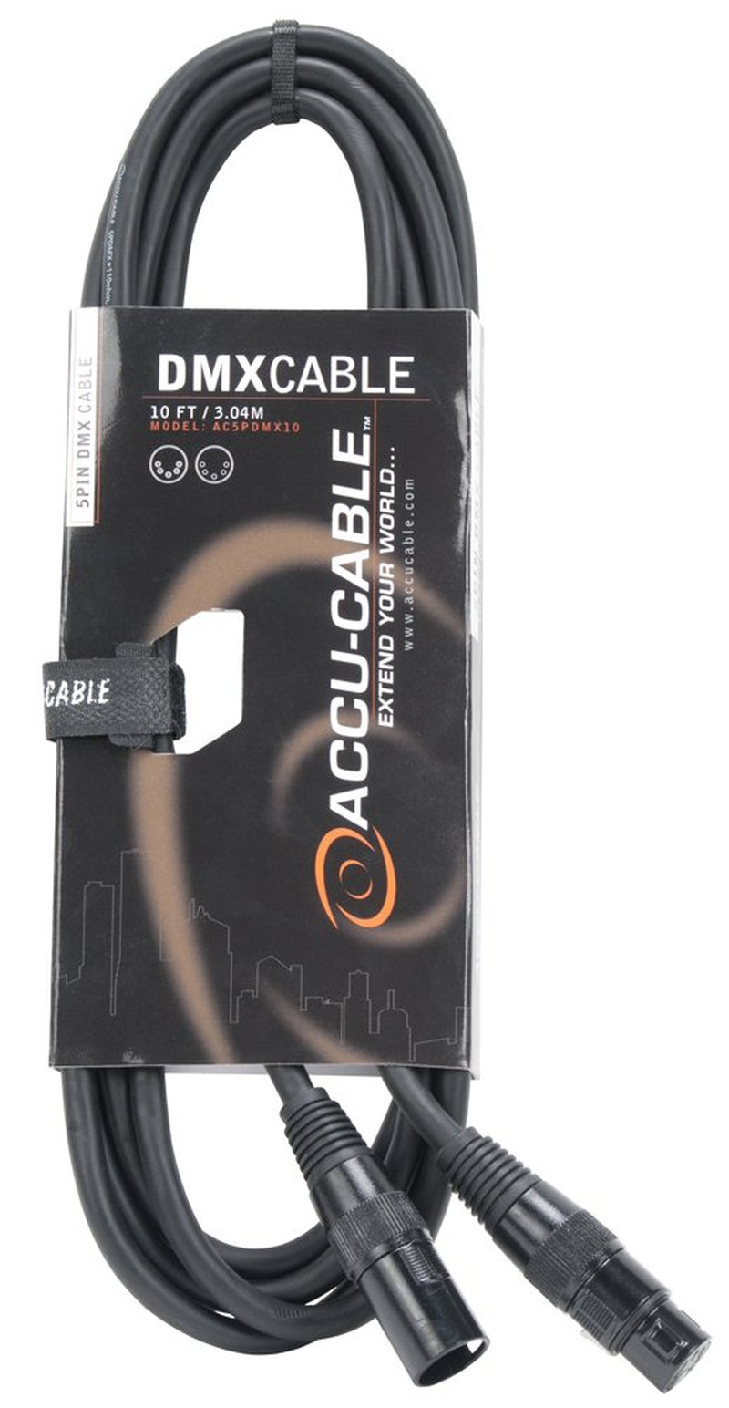 Products AC5PDMX10 10 Foot, 5 PIN DMX Cable, Black in Color, no Memory Cable (Th