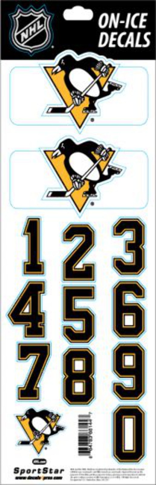 Pittsburgh Penguins Sportstar NHL Hockey Helmet On-Ice Decals Kit - White