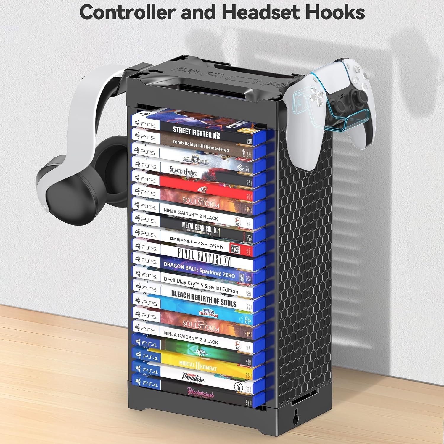 Space-Saving 2-Tier Game Disc & Accessory Storage Tower