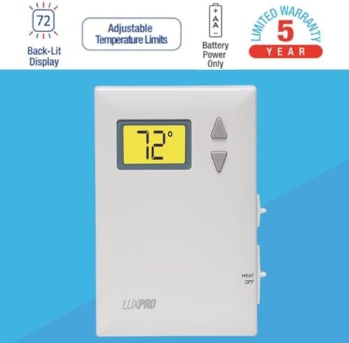 Lux Pro PSD010B Mechanical Non-Programmable Thermostat; 1 Heat Only; Without ...