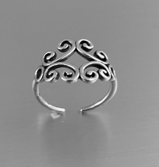 Gift For Womens Stylish Solid Metal Adjustable Toe Ring White Gold Plated Silver