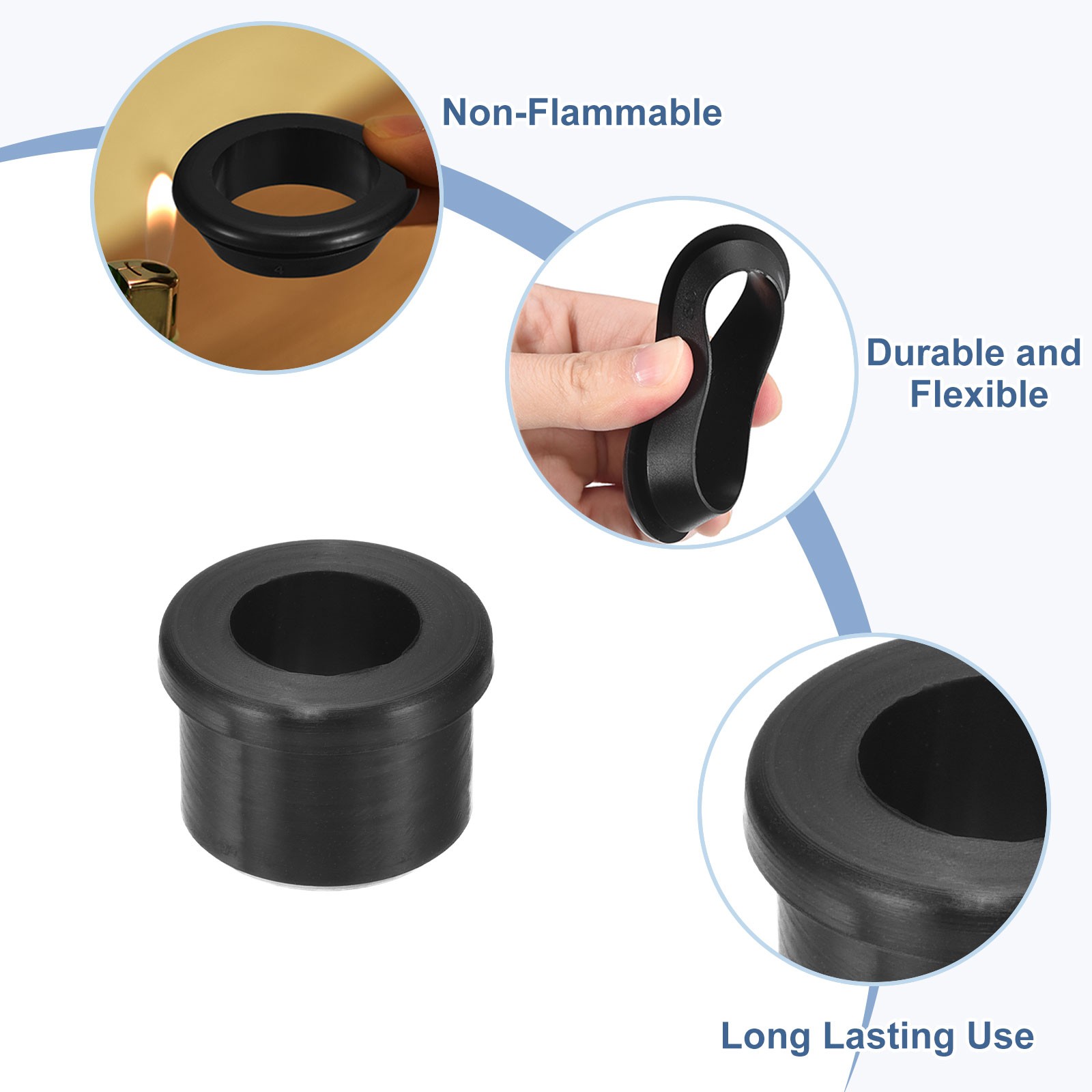 6Pcs Rubber Grommets 15mm Drill Hole, 10mm ID Top Hat Hole Plug Grommet