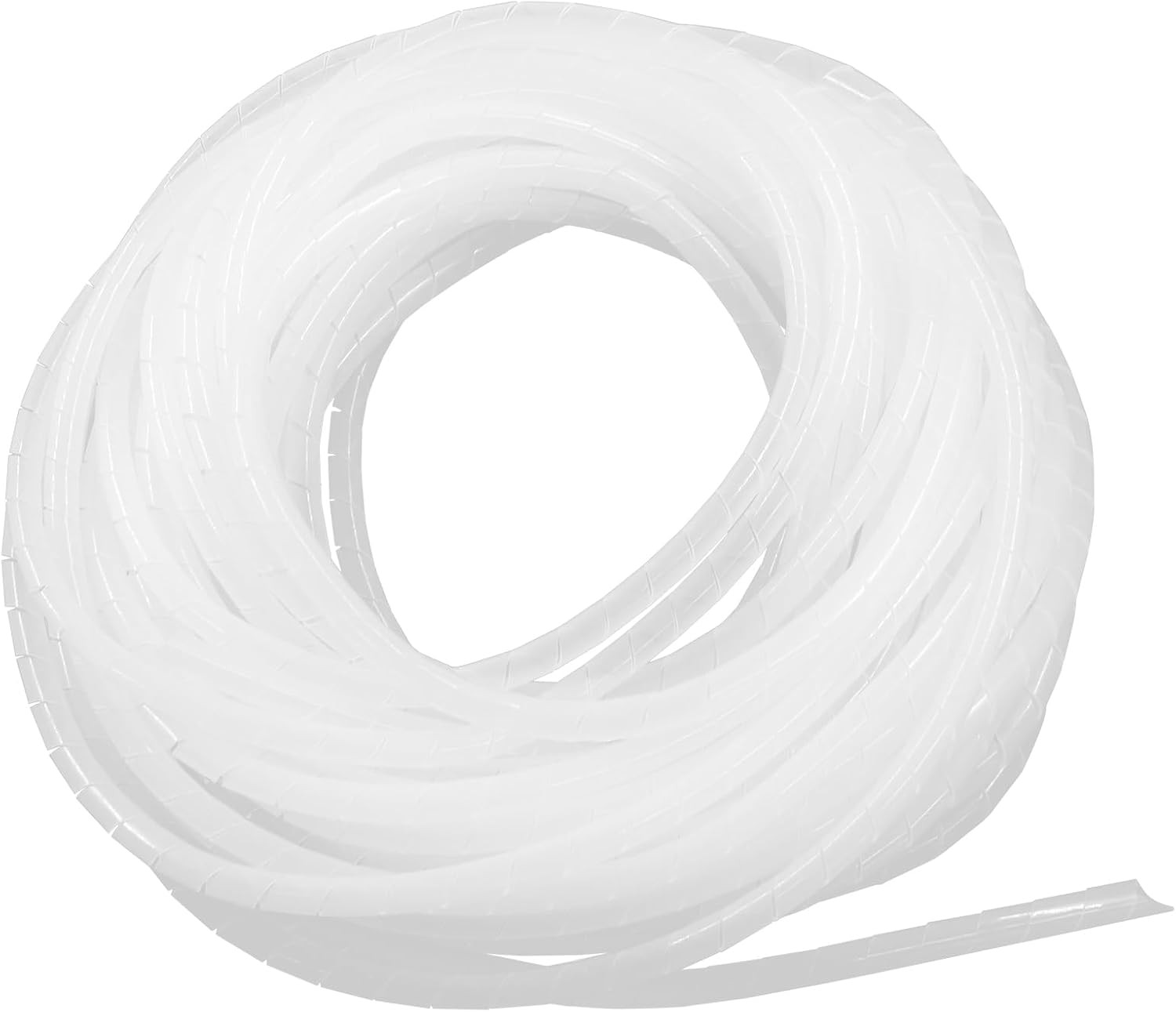 1/4" Spiral Cable Wrap Power Cord Detangler, 43 Ft White Spiral Wire Wrap for De