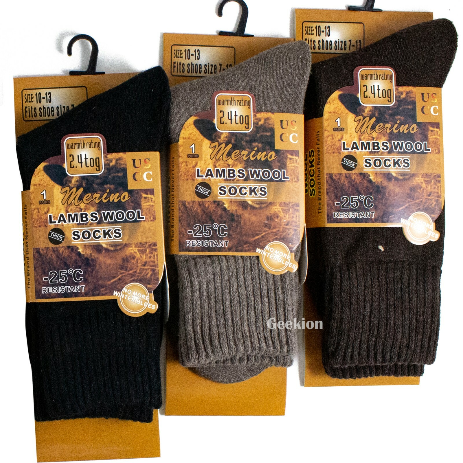 3 Pairs Mens Winter Heavy Duty Thermal Warm Merino Lambs Wool Boots Socks 10-13