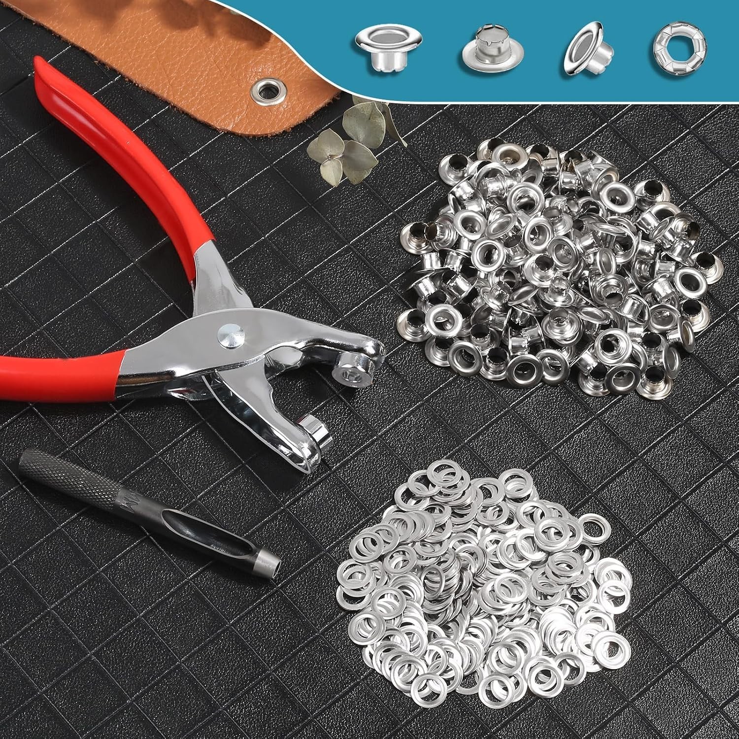 Eyelet & Grommet Tool Kit - 803 Pieces including 400 Eyelets & Washers