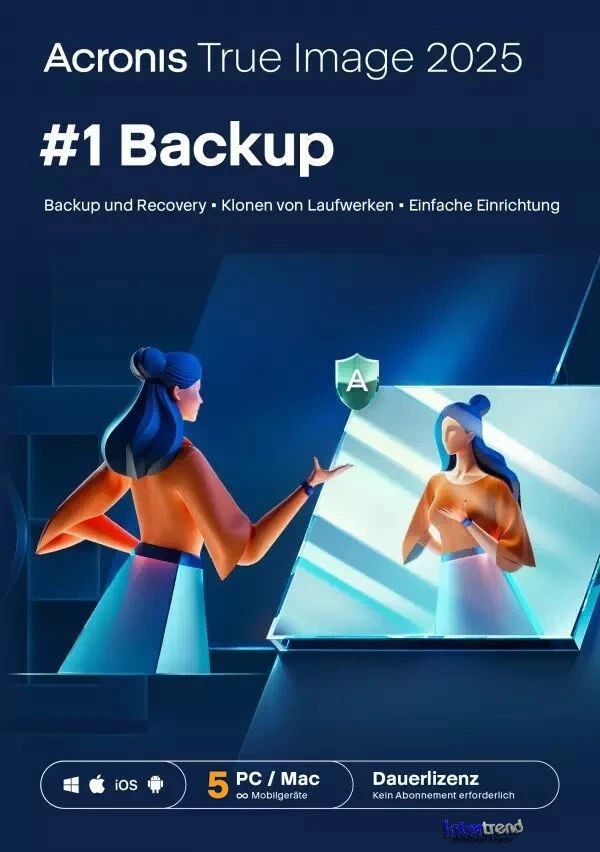 Acronis True Image 2025 Full Version 5 PC/Mac Permanent License DE/ML + Manual NEW