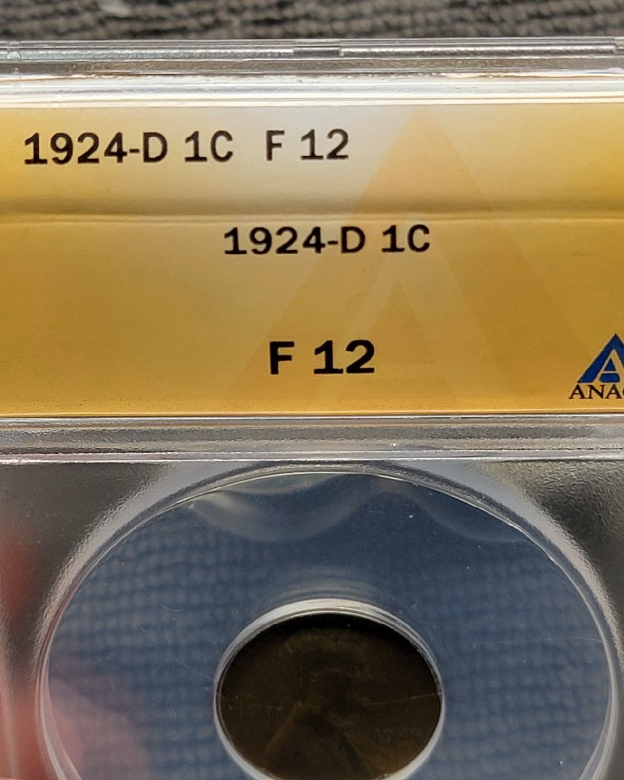 🔥1924 D- KEY DATE🔥 LINCOLN PENNY. GRADED F12 BY ANACS