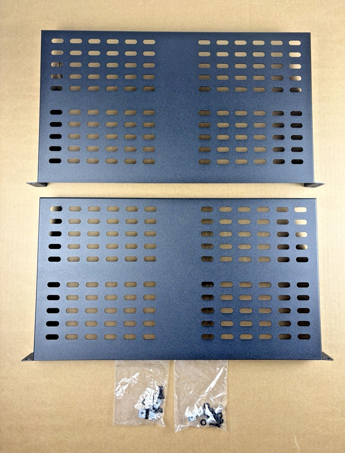 2Pcs 1U Server Rack Shelf Vented Shelves for Good Air Circulation 17.6''x10''