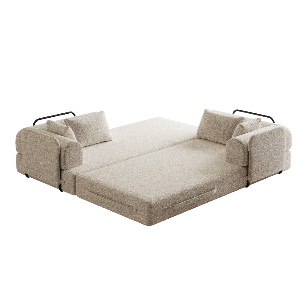 78.7'' Khaki Convertible Sleeper Sofa Bed, Folding Mattress Couch, Floor Sofa