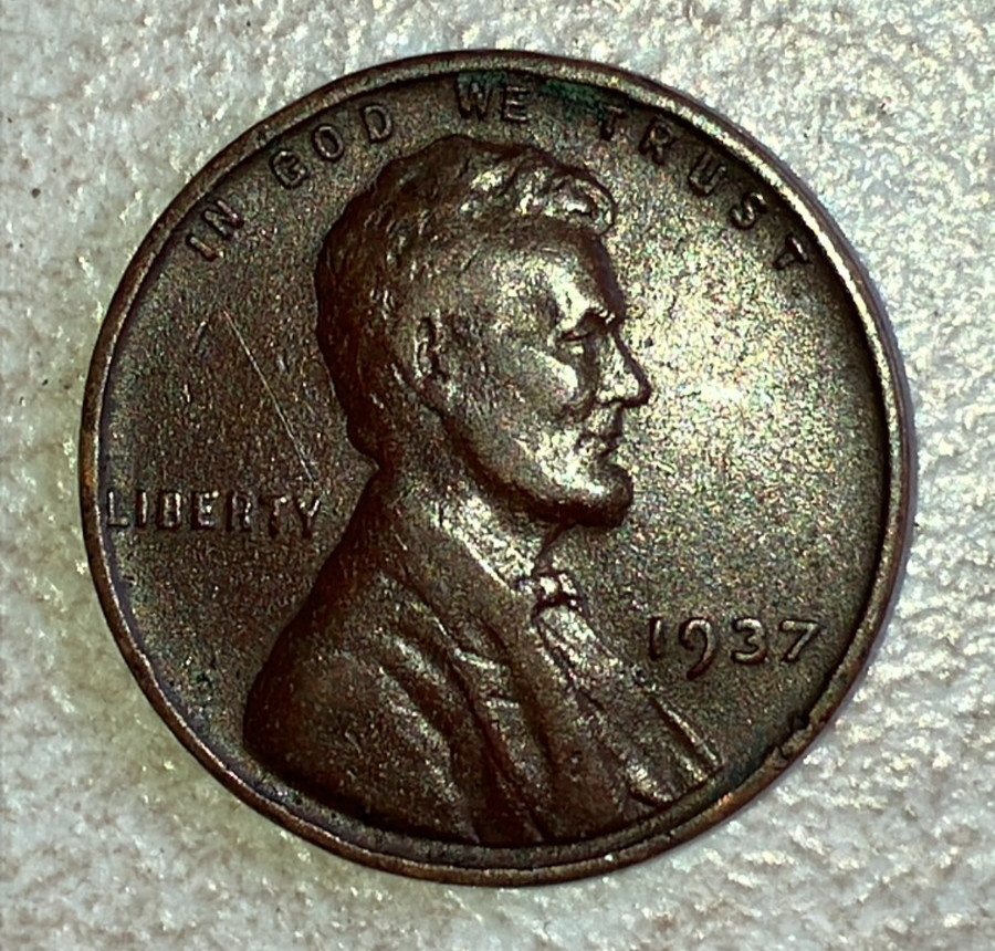 1937 Wheat Penny, Copper, BN, 3.14 Grams.