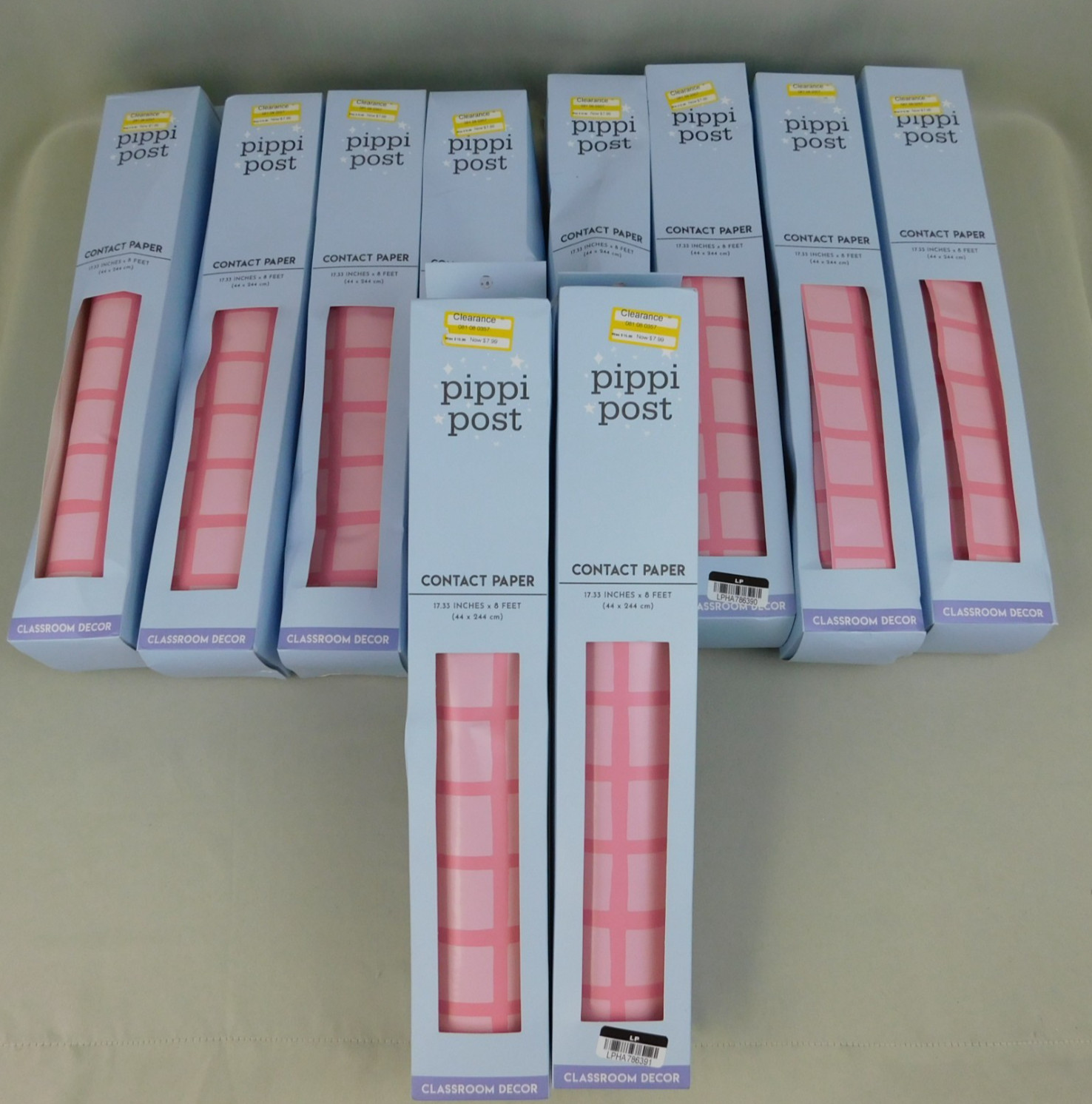 Lot 10 Rolls Pippi Post Contact Paper Pink Grid Classroom Decor Teacher Supplies
