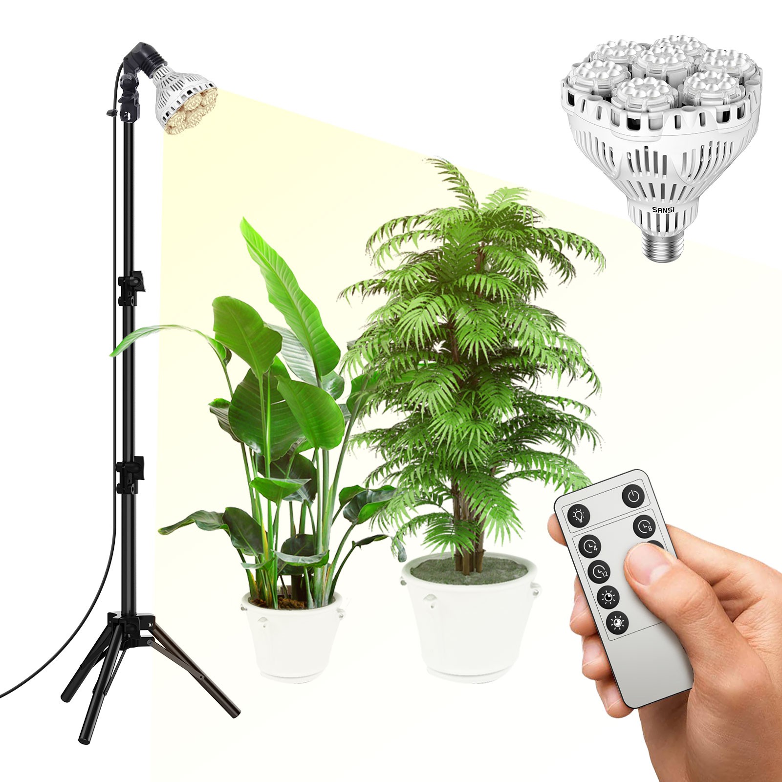 BR30 Grow Light Bulbs Dimmable Indoor Plants Full Spectrum E26 W/Remote Control