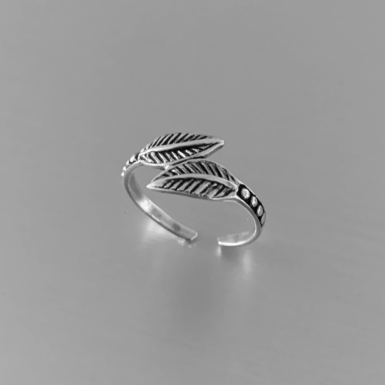 Sterling Silver Double Leaves Toe Ring, Silver Ring, Leaf Ring, Tree Rings