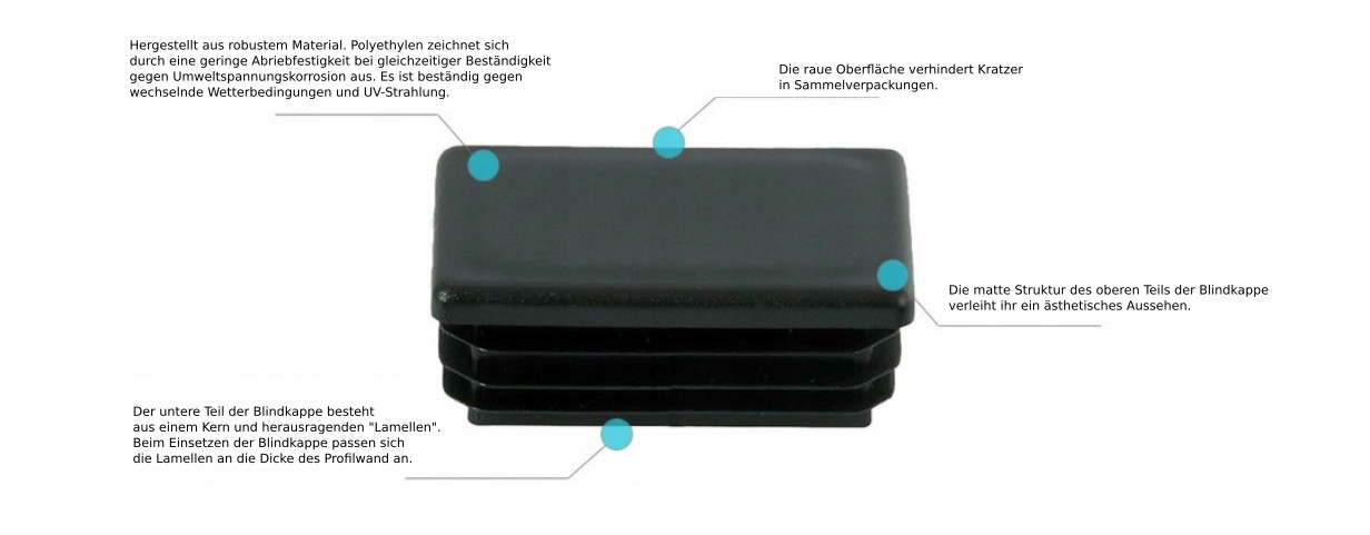 10x Rectangular Tube Lamellar Plug 80x120 mm Black End Caps Plastic
