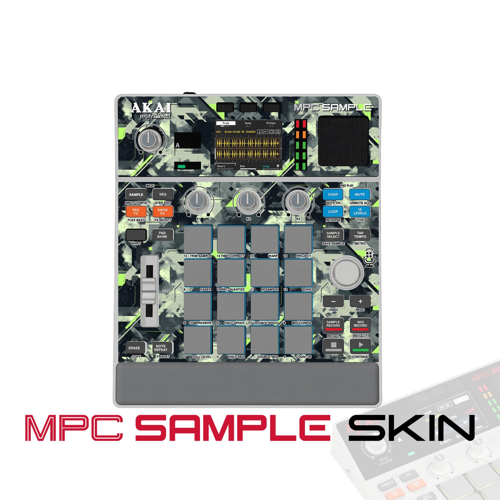 Akai MPC Sample Skin / Lime Geometric Static