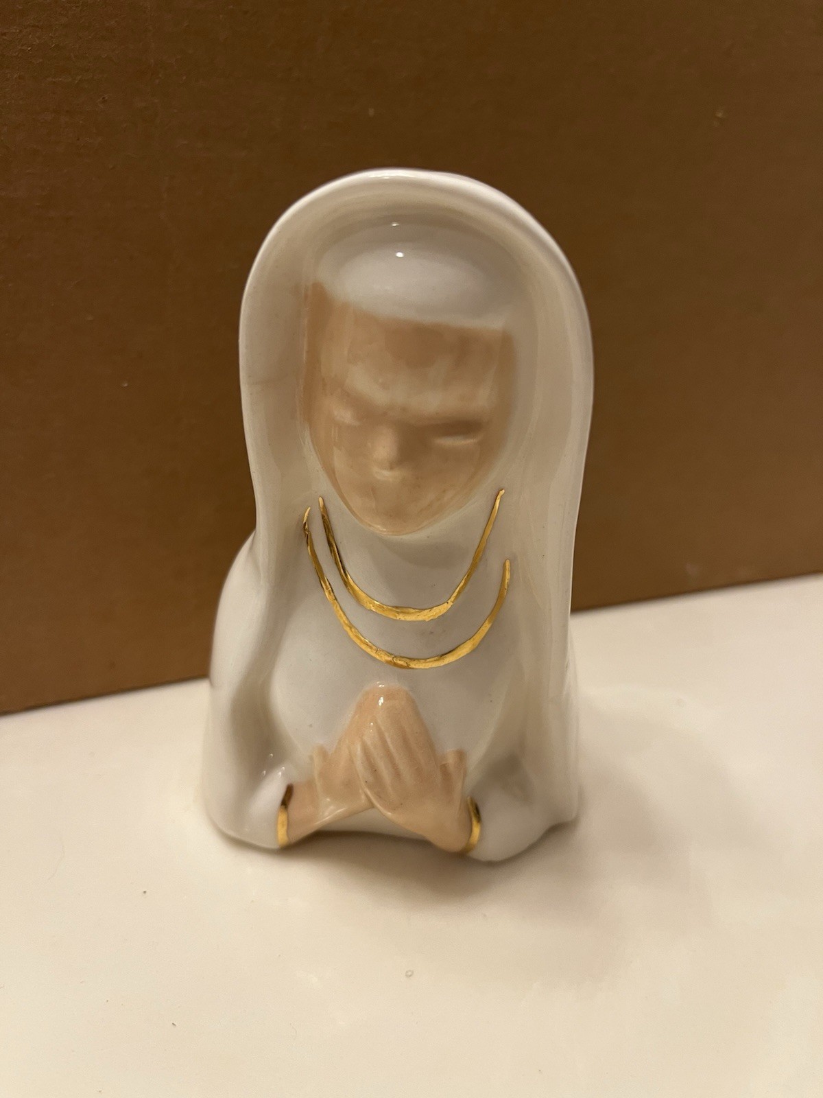 Vtg 5" Virgin Mary Praying Succulent Planter Pot Small Handmade 1959 Signed