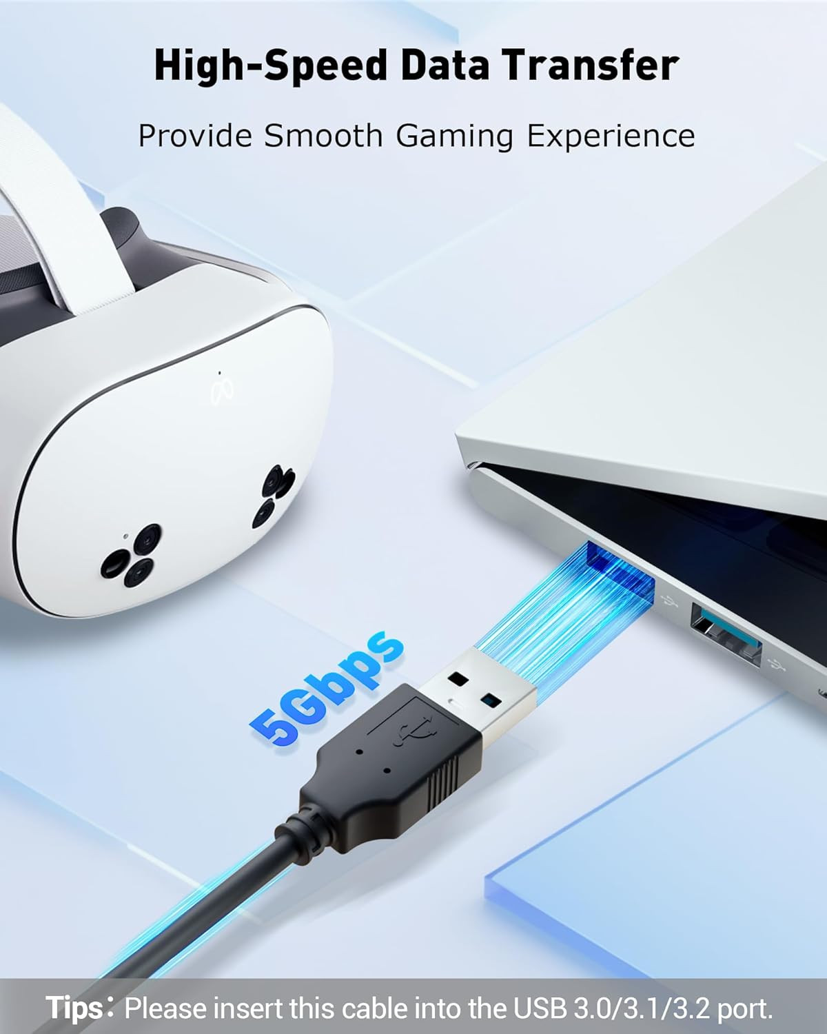 Link Cable with Charging for Meta Quest 3S Oculus Quest 3 Quest 2/Pro, Pico 4, U