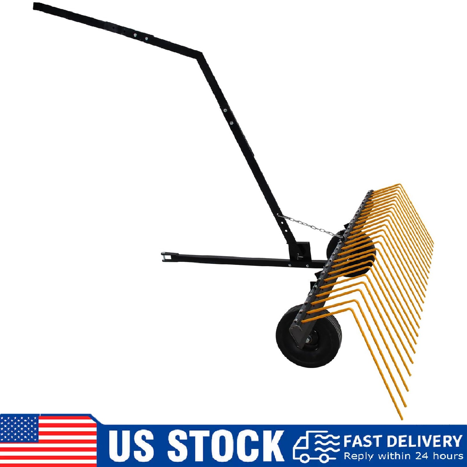 60" ATV Tow Behind Dethatcher Steel Pine Straw Rake ,Landscape Rake Lawn Tractor