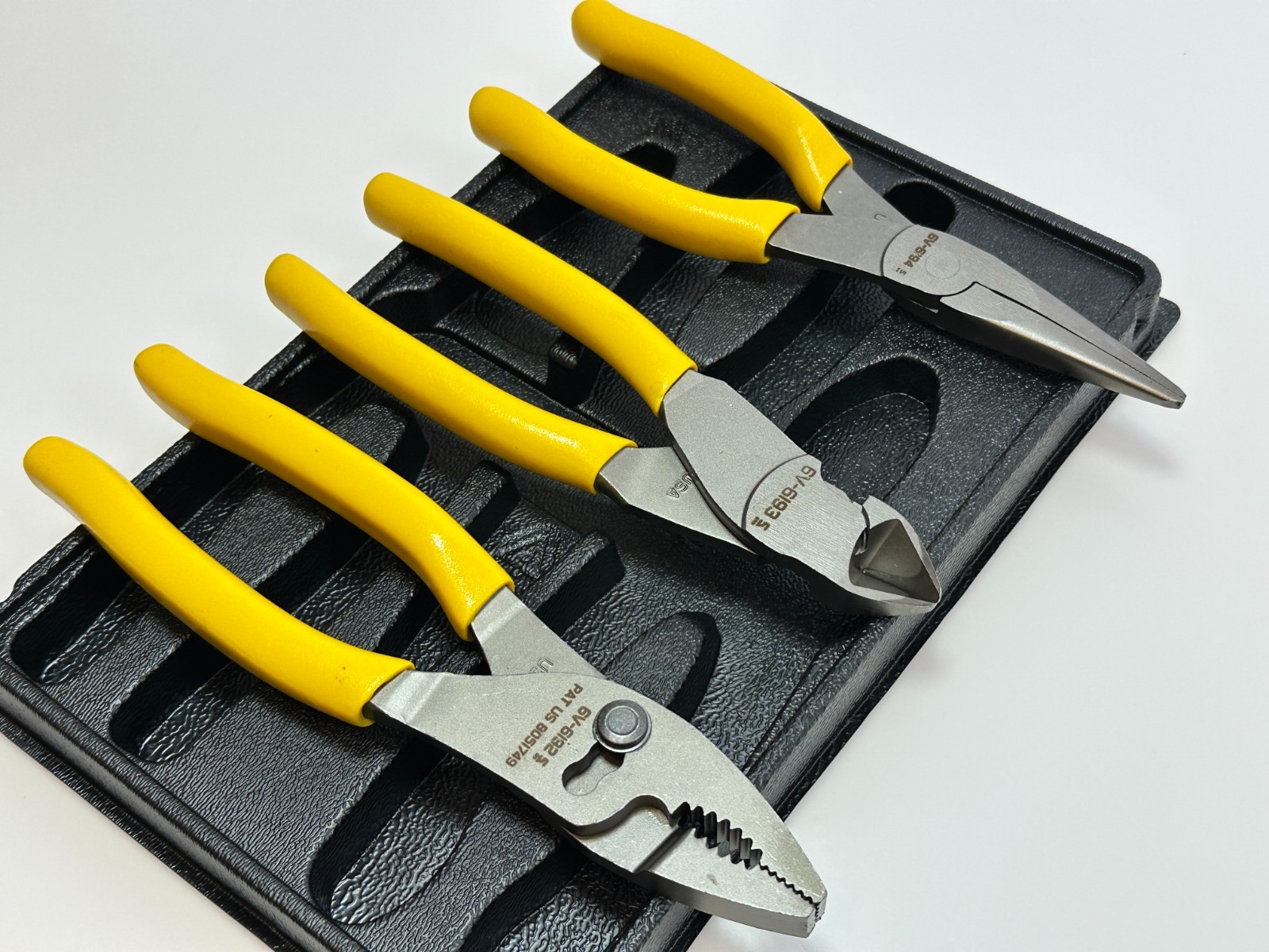 Caterpillar CAT Tools USA 3pc CLASSIC YELLOW Grip Pliers Set, Slip Needle Cutter