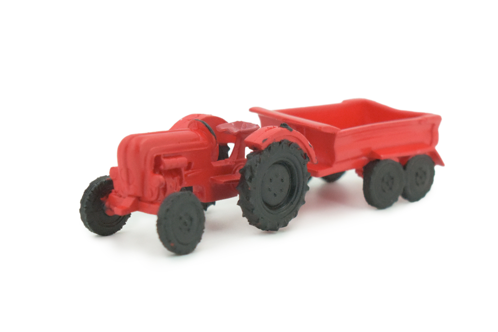 Red Tractor and Trailer Toy, 2 Piece Realistic Plastic  Farm Model 4" F4257 B375