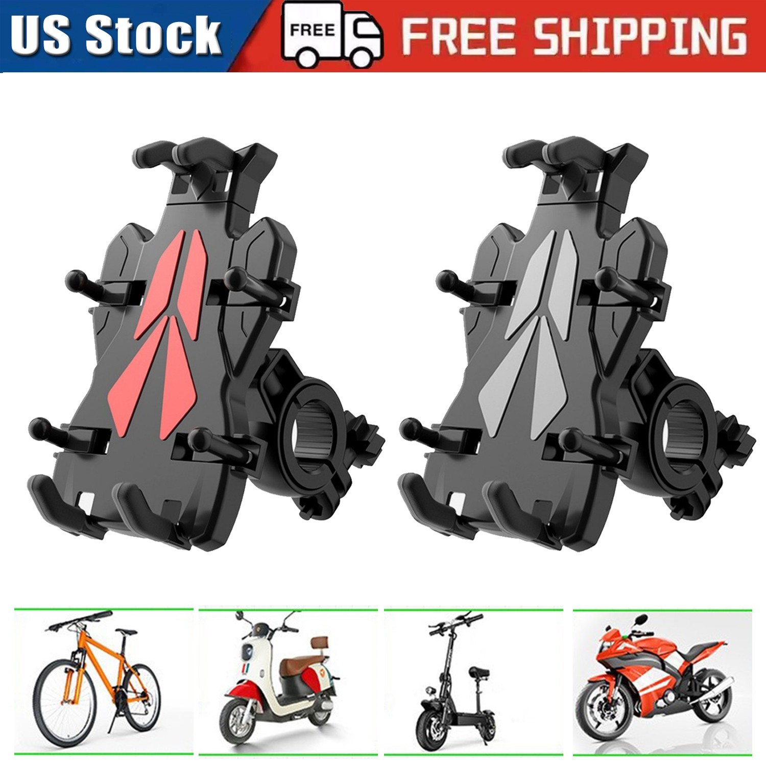 Bike Handlebar Phone Holders Clip Phone Mounts Clamp for Bike Motorcycle Scooter