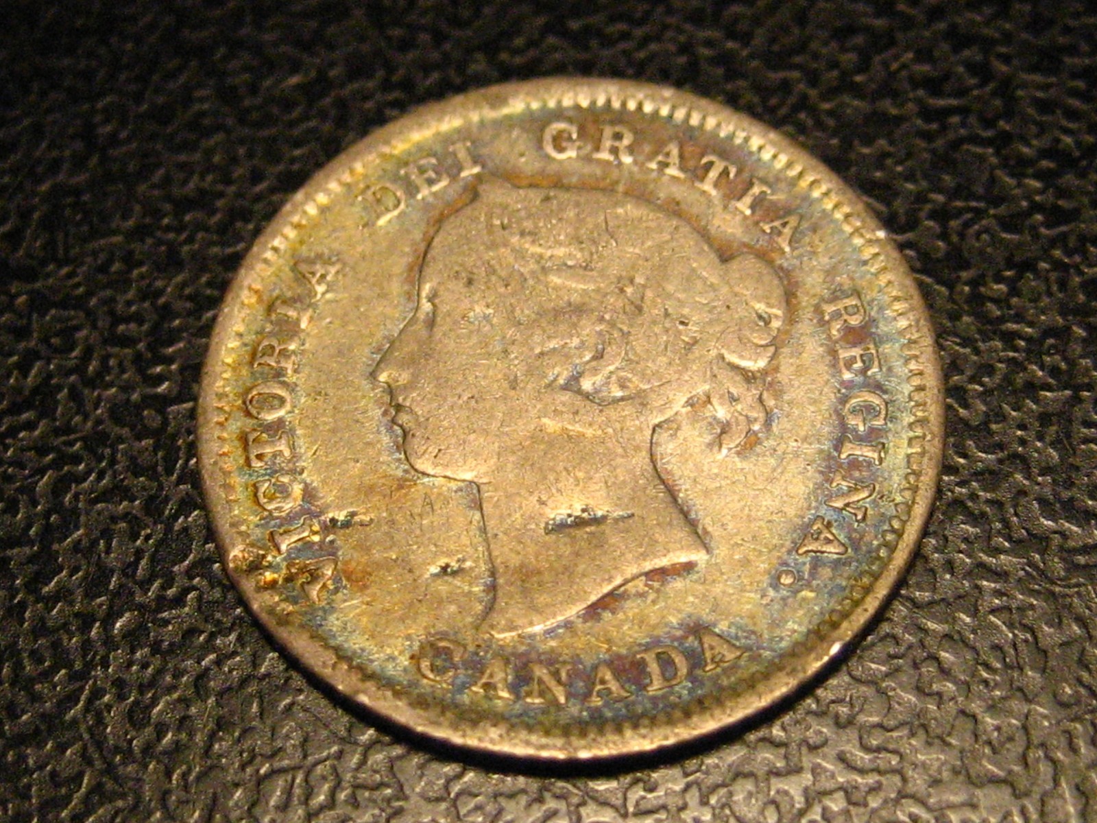 1886 Large 6 Canadian 5 Cent Silver Damaged