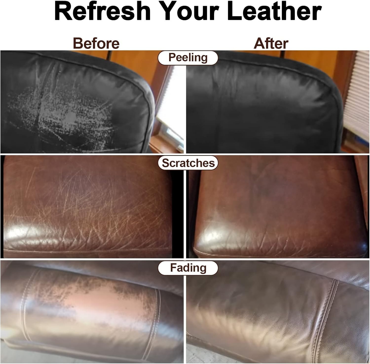 Black Leather Recoloring Balm, Leather Color Restorer Conditioner, Leather Repai