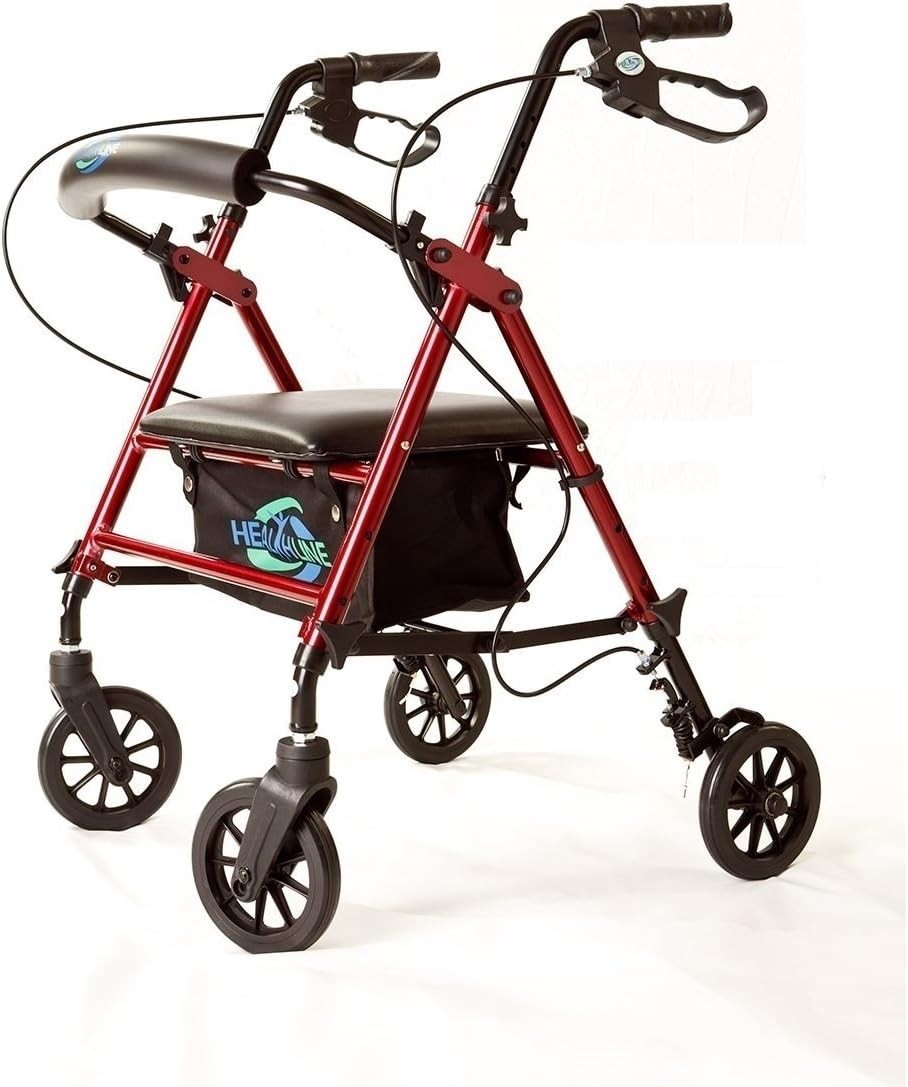 HealthLine Super Light Rollator Lightweight Aluminum Loop Brake Folding Walker
