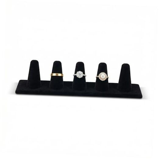 Ring Display Black Velvet 6 Fingers Jewelry Holder Stand for Rings Displays